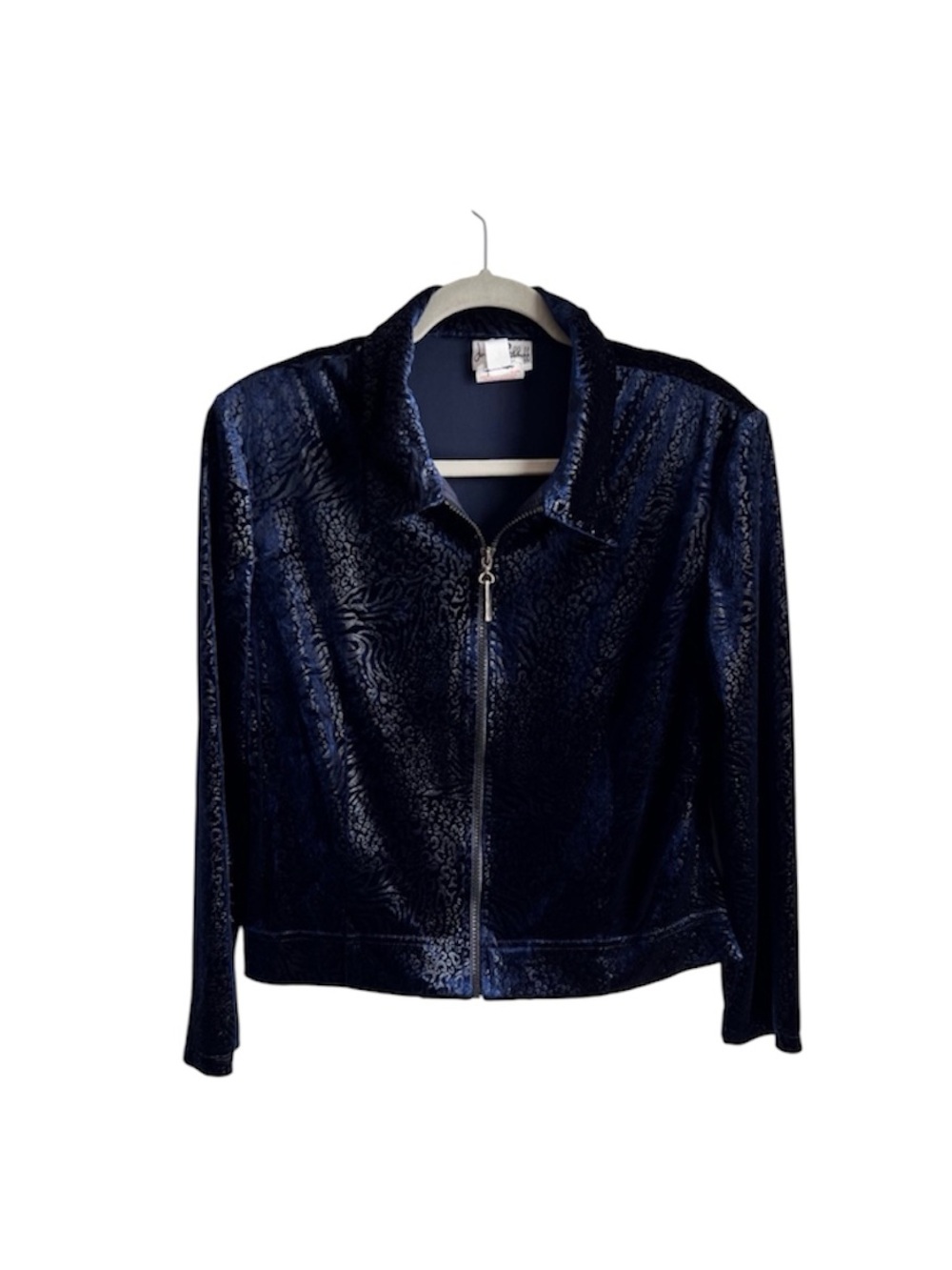 Joseph Ribkoff Navy Blue Animal Print Zip-Up Jacket Size 12